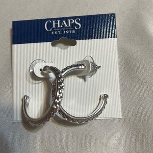 Chaps woman Silver-Tone braided Hoop Earrings
